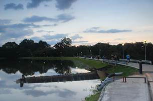 A bridge over a body of water